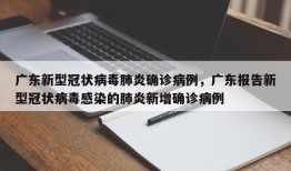 广东新型冠状病毒肺炎确诊病例，广东报告新型冠状病毒感染的肺炎新增确诊病例