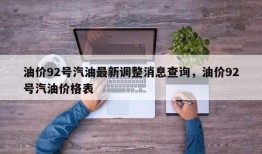 油价92号汽油最新调整消息查询，油价92号汽油价格表
