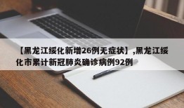 【黑龙江绥化新增26例无症状】,黑龙江绥化市累计新冠肺炎确诊病例92例