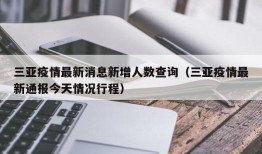 三亚疫情最新消息新增人数查询（三亚疫情最新通报今天情况行程）